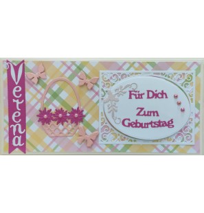 Geburtstag, Verena, Korb und Blumen