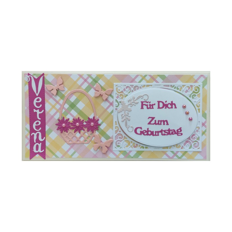 Geburtstag, Verena, Korb und Blumen